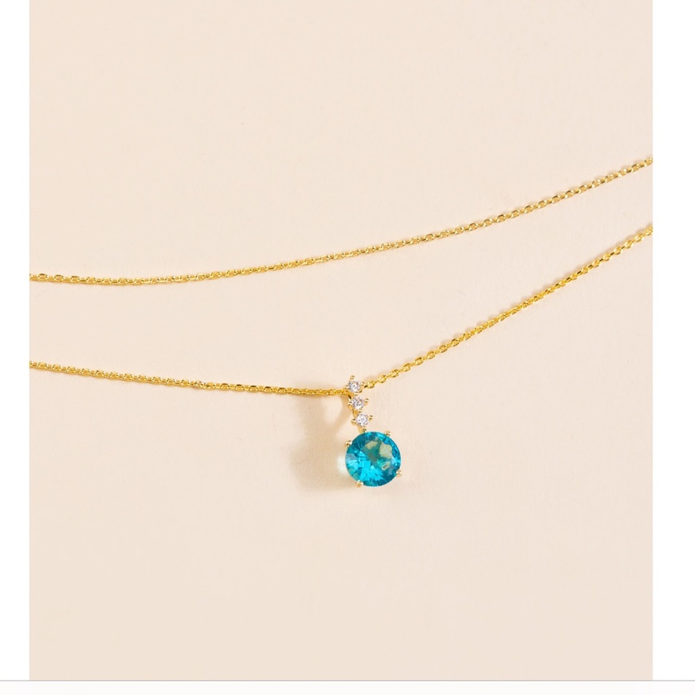 Amelie Crystal Stone Drop Layered 14k Dipped Necklace
